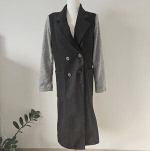Madison the label S Women's Black and Gray Double-Breasted Coat